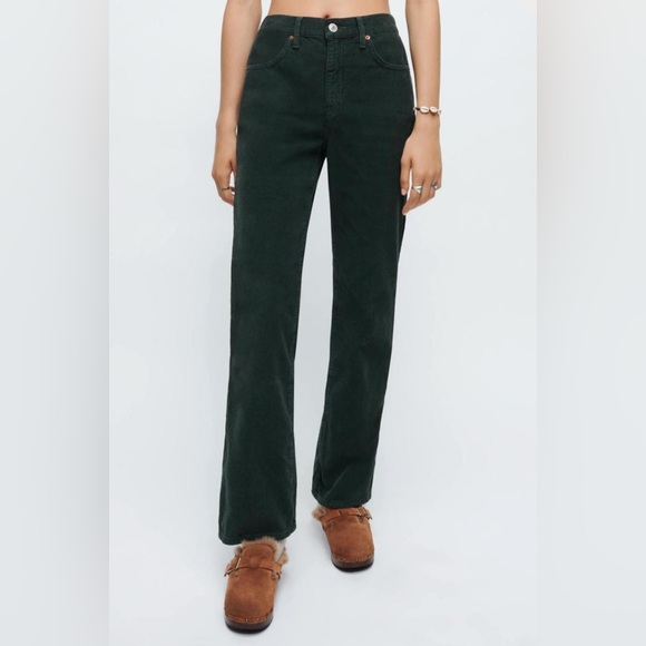 RE/DONE 70S LOOSE FLARE WASHED DARK MOSS 26 - Picture 1 of 16